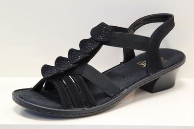 Dámske čierne sandále s kamienkami Rieker